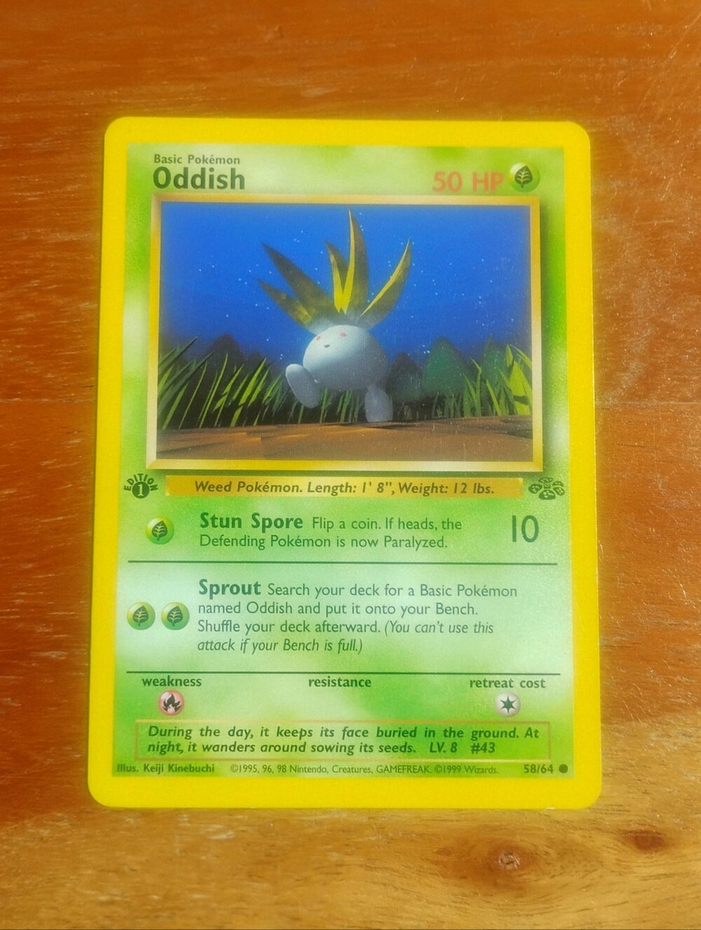 LP WOTC 1999 1st Edition Oddish 58/64 Jungle Set Pokemon Card